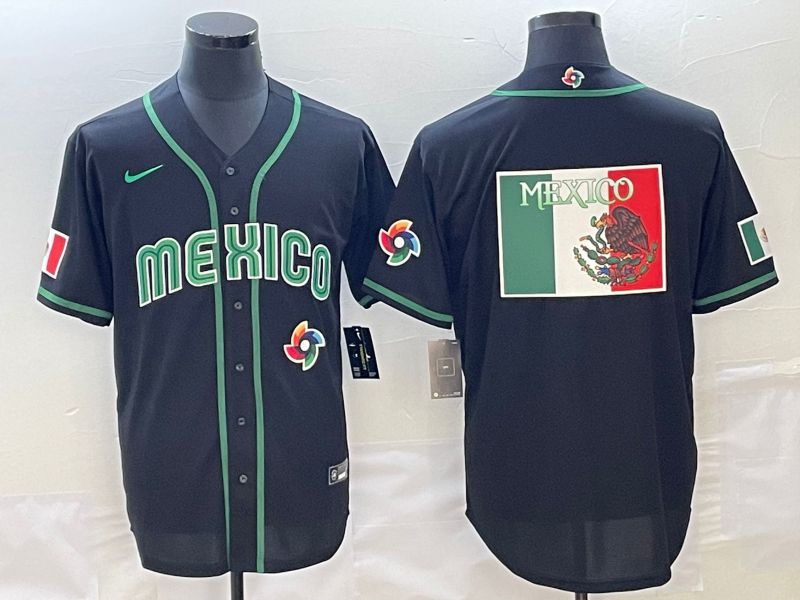 Men 2023 World Cub Mexico Blank Black Nike MLB Jersey15